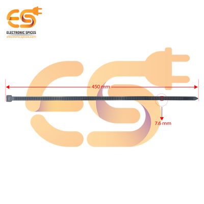 7.6 x 450mm Black color Multi-purpose Self-locking Nylon 66 industrial grade cable tie pack of 100pcs